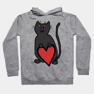 Black Cat with Heart Hoodie